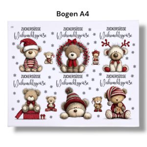 Rub-Ons-Sticker, Zuckersüße Weihnachtsgrüße, Weihnachten, DIN A4, randlose Rubons Sticker – Bild 3