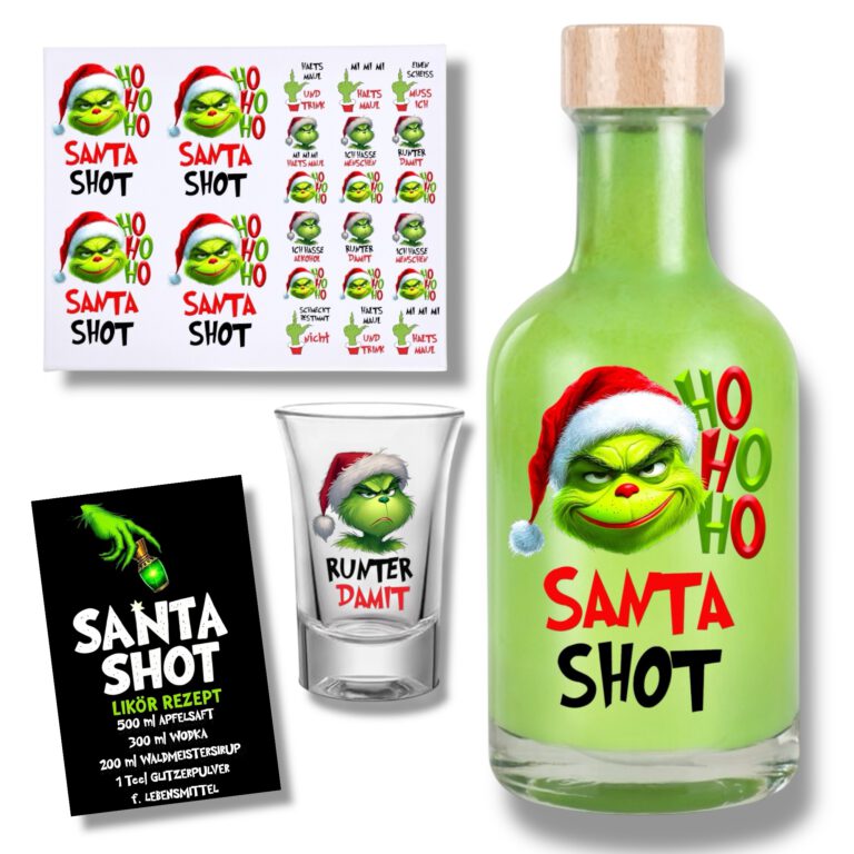 Rub-Ons-Sticker, SANTA SHOT Grinch, DIN A4, Ich hasse Weihnachten, randlose Rubons