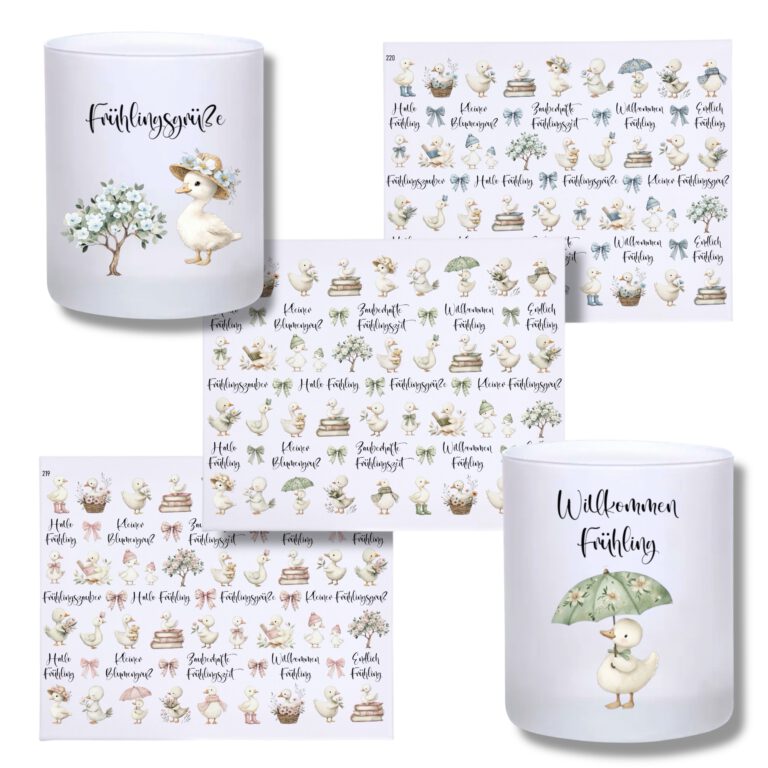 Rub-Ons-Sticker, Gänse Mini-Motive, DIN A4, Frühling, randlose Rubons