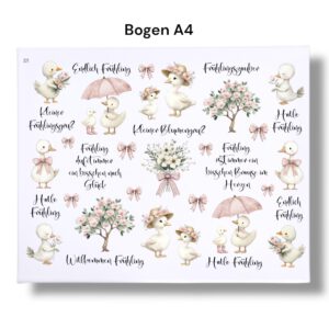 Rub-Ons-Sticker, Gänse, Ostern, DIN A4, Frühling, randlose Rubons – Bild 3