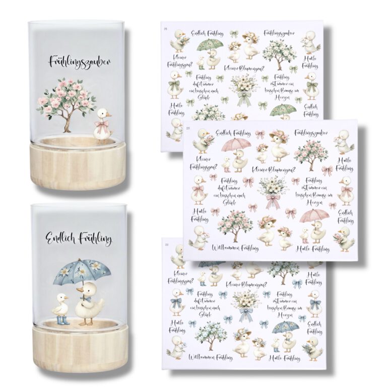 Rub-Ons-Sticker, Gänse, Ostern, DIN A4, Frühling, randlose Rubons