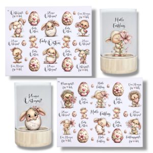 Rub-Ons-Sticker, Ostern, Frühling, DIN A4, randlose Rubons