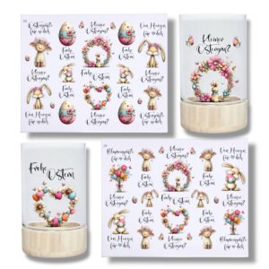 Rub-Ons-Sticker, Ostern bunt, Sprüche, DIN A4, randlose Rubons