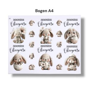 Rub-Ons-Sticker, Zuckersüße Ostergrüße, Osternest to go, DIN A4, randlose Rubons – Bild 3