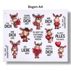 Rub-Ons-Sticker, Valentinstag, DIN A4, randlose Rubon – Bild 3