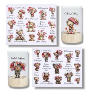 Rub-Ons-Sticker, Teddy Frühling, DIN A4, randlose Rubon