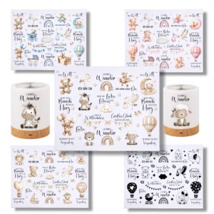 Rub Ons Sticker, Baby, DIN A4, Geburt, randlose Rubon Sticker