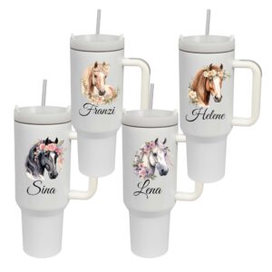 Personalisierter Thermobecher 1,2 Liter, Pferd, Doppelwandig, Must-have für Pferdeliebhaber