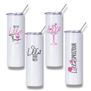 Lillet TO GO Weinbecher Edelstahl Isolierter Thermobecher + Strohhalm Edelstahl Geschenk