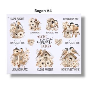 Rub Ons Sticker, Home Sweet Home, DIN A4, Sprüche, randlose Rubons – Bild 3