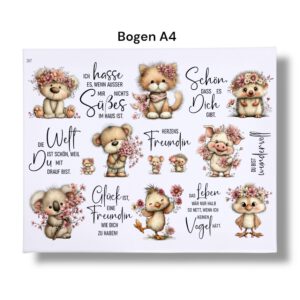 Rub Ons Sticker, Süße Freundschaft, DIN A4, Sprüche, randlose Rubons – Bild 3