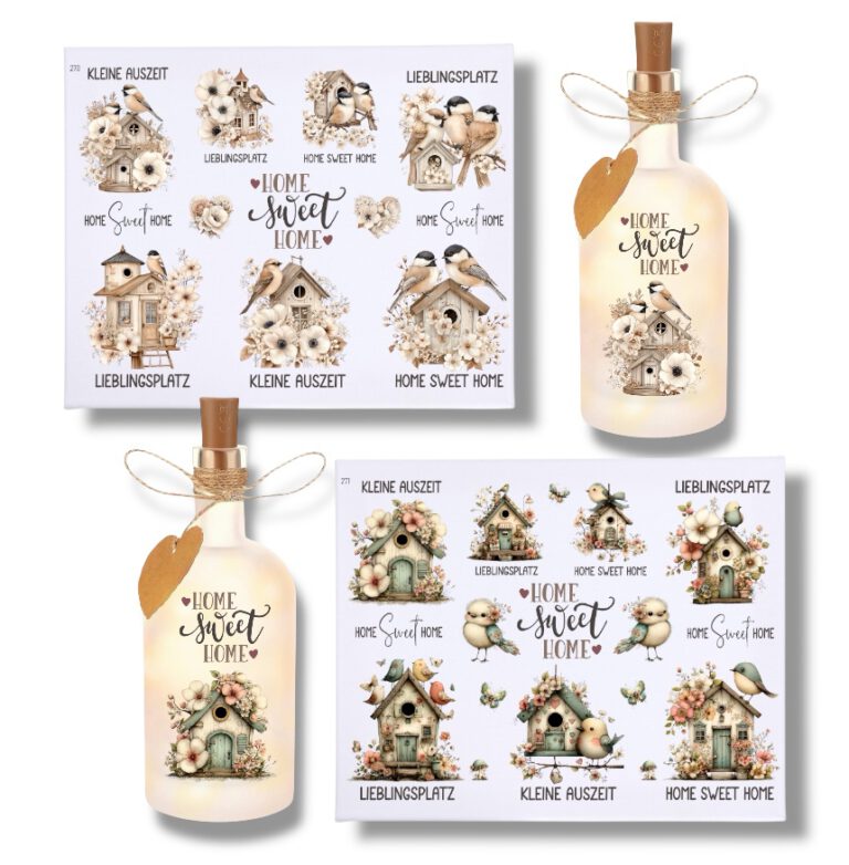 Rub Ons Sticker, Home Sweet Home, DIN A4, Sprüche, randlose Rubons