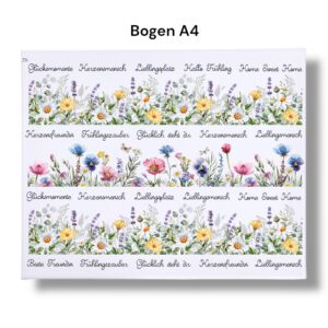 Rub Ons Sticker, Wildblumen, DIN A4, Sprüche, randlose Rubons – Bild 3