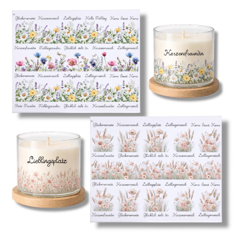 Rub Ons Sticker, Wildblumen, DIN A4, Sprüche, randlose Rubons