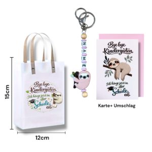 Einschulung Geldgeschenk Faultier – Geschenktüte & Karte A6 – Schlüsselanhänger mit Wunschnamen – Schulanfang Geschenk Kind – Bild 2