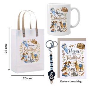Einschulung Geldgeschenk – Geschenktüte & Karte A6 – Schlüsselanhänger mit Wunschnamen – Schulanfang Geschenk Kind – Bild 2