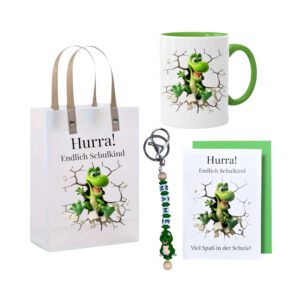 Einschulung Geldgeschenk – Geschenktüte & Karte A6 – Schlüsselanhänger mit Wunschnamen – Schulanfang Geschenk