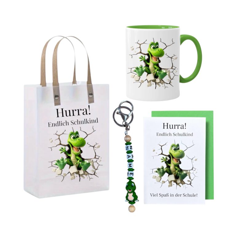Einschulung Geldgeschenk – Geschenktüte & Karte A6 – Schlüsselanhänger mit Wunschnamen – Schulanfang Geschenk