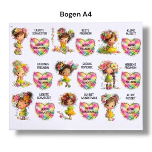 Rub Ons Sticker, Mädchen, Freundin, Sprüche, DIN A4, randlose Rubon – Bild 3