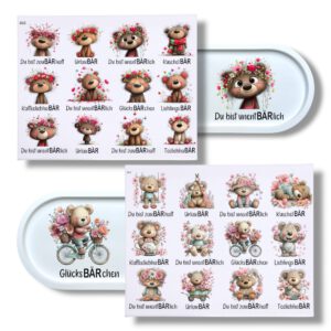 Rub Ons Sticker, BÄRchen, Sprüche, DIN A4, randlose Rubon – Bild 1