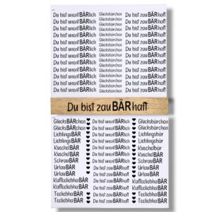 Rub Ons Sticker, BÄRchen, Sprüche, DIN A4, randlose Rubon – Bild 1