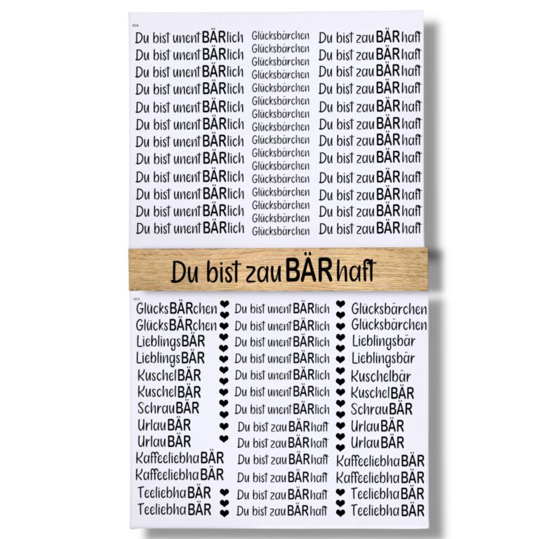 Rub Ons Sticker, BÄRchen, Sprüche, DIN A4, randlose Rubon