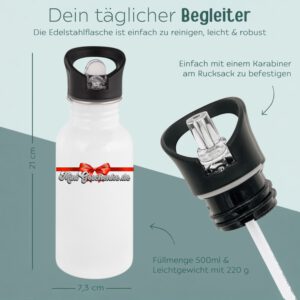 Personalisierte Edelstahl-Trinkflasche [500ml] Märchen-Motiv, Meerjungfrau, Einhorn, Ballerina – Bild 2