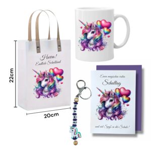 Einschulung Geldgeschenk  – Geschenktüte & Karte A6 – Schlüsselanhänger mit Wunschnamen – Schulanfang Geschenk – Bild 2