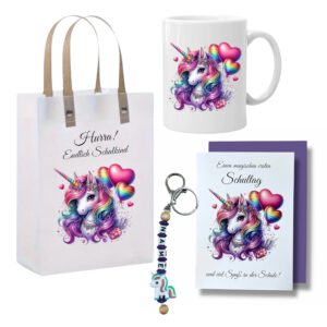 Einschulung Geldgeschenk  – Geschenktüte & Karte A6 – Schlüsselanhänger mit Wunschnamen – Schulanfang Geschenk – Bild 1