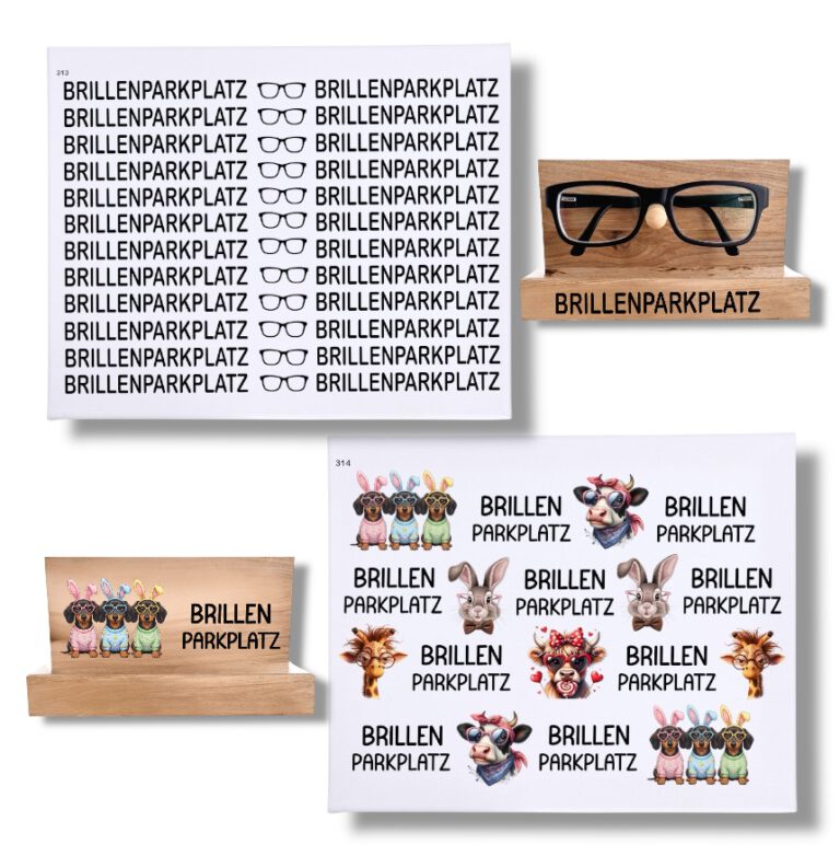 Rub Ons Sticker, Brillenparkplatz, Brille, DIN A4
