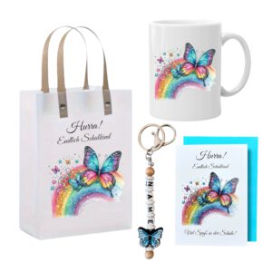 Einschulung Geldgeschenk  – Geschenktüte & Karte A6 – Schlüsselanhänger mit Wunschnamen – Schulanfang Geschenk – Bild 1