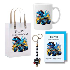 Einschulung Geldgeschenk  – Geschenktüte & Karte A6 – Schlüsselanhänger mit Wunschnamen – Schulanfang Geschenk – Bild 1