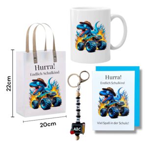 Einschulung Geldgeschenk  – Geschenktüte & Karte A6 – Schlüsselanhänger mit Wunschnamen – Schulanfang Geschenk – Bild 2