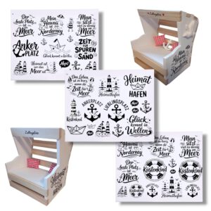 Rub Ons Sticker, Strandkorb groß, Maritim, DIN A4 – Bild 1