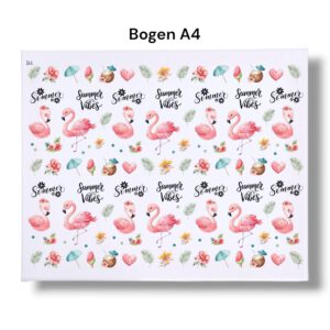 Rub On FLAMINGO (344), DIN A4, Blumen, bunt/farbig, Sommer, Rub Ons Untersetzer – Bild 3