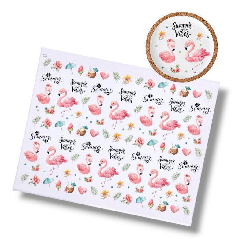 Rub On FLAMINGO (344), DIN A4, Blumen, bunt/farbig, Sommer, Rub Ons Untersetzer