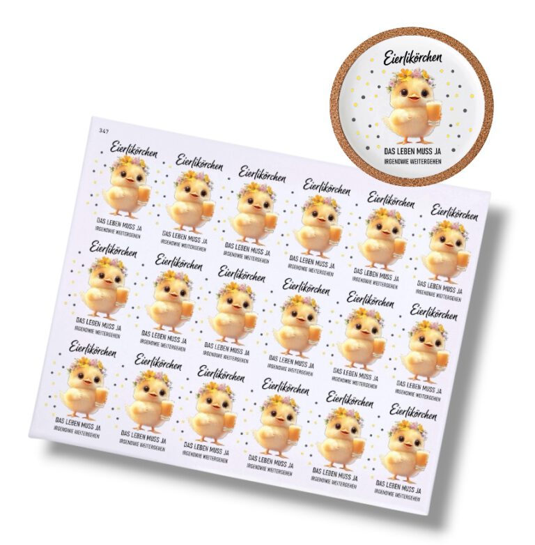 Rub On EIERLIKÖRCHEN (347), DIN A4, Küken, bunt/farbig, Rub Ons Untersetzer
