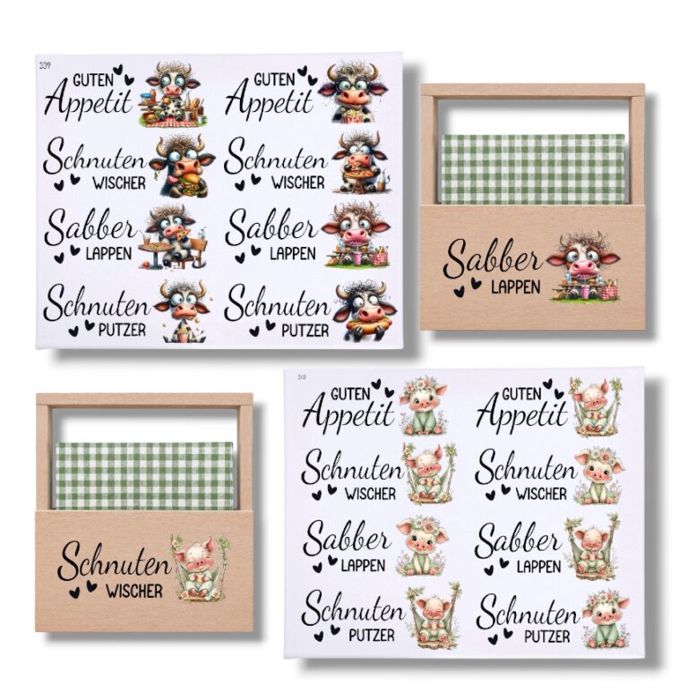 Rub On Serviettenhalter, DIN A4, Schnutenputzer, Sabberlappen, Rub Ons