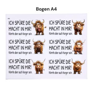 Rub On Serviettenhalter, DIN A4, lustige Highland Cow, Rub Ons – Bild 3