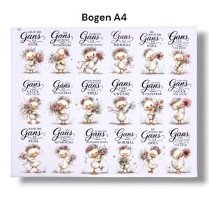 Rub On Gänse, DIN A4, bunt/farbig, Sprüche Gans, Rub Ons Untersetzer – Bild 4