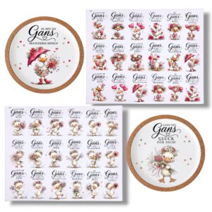 Rub On Gänse, DIN A4, bunt/farbig, Sprüche Gans, Rub Ons Untersetzer – Bild 1
