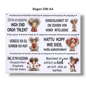 Rub Ons Sticker, lustiger Stiftehalter + Sprüche für Kugelschreiber, DIN A4 – Bild 3