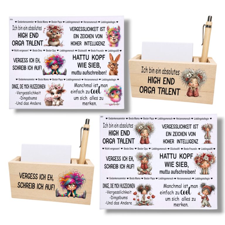 Rub Ons Sticker, lustiger Stiftehalter + Sprüche für Kugelschreiber, DIN A4