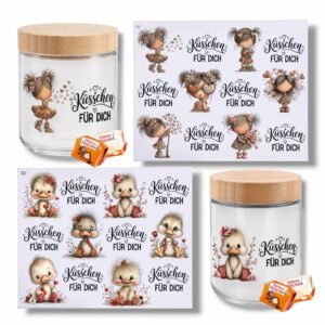 Rub Ons Sticker, Küsschen für dich, Bogen DIN A4 – Bild 1