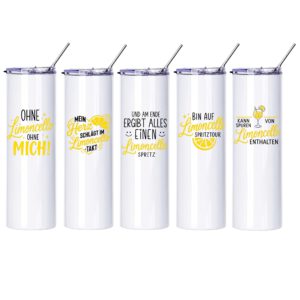Limoncello Thermobecher TO GO Edelstahl Isolierter Becher + Strohhalm – Bild 1