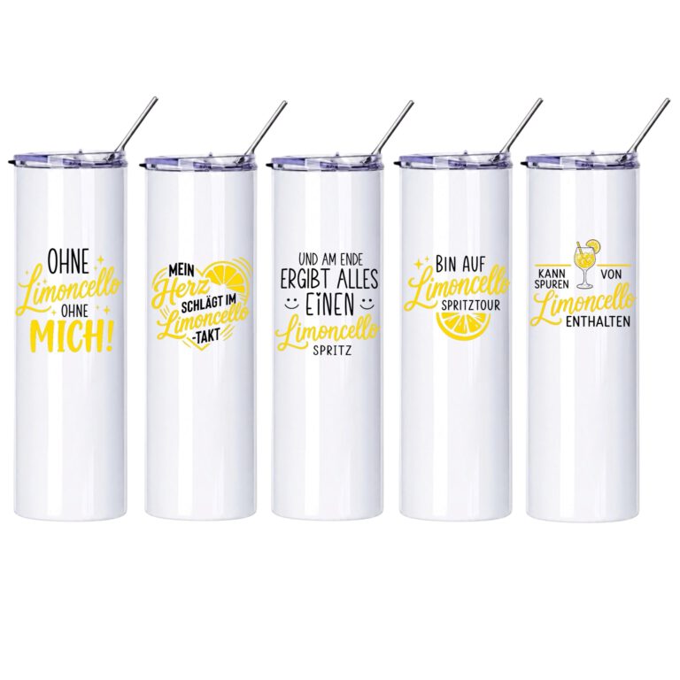 Limoncello Thermobecher TO GO Edelstahl Isolierter Becher + Strohhalm