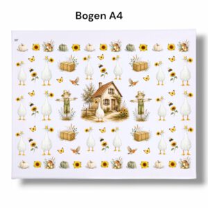 Rub On Gänse (367), DIN A4, Herbst, Sonnenblumen, bunt/farbig, Rub Ons Untersetzer – Bild 3