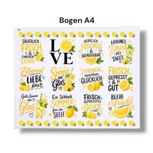 Rub On Zitrone (369), DIN A4, Sprüche, Lemon, bunt/farbig, Rub Ons Untersetzer – Bild 3