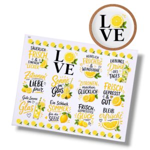 Rub On Zitrone (369), DIN A4, Sprüche, Lemon, bunt/farbig, Rub Ons Untersetzer