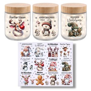 Rub-On (378), BEST OF, kleine Motive, 24 Küsschen bis Weihnachten, Adventskalender ... – Bild 1